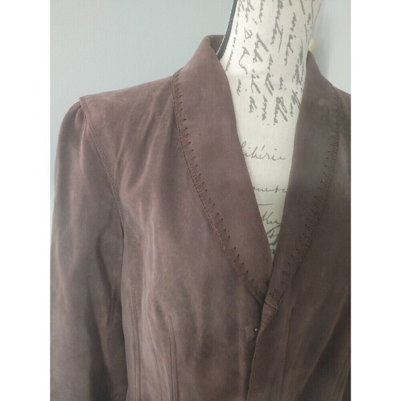 Newport News Suede Leather Jacket Zip Front Western CowGirl Women's 18 Brown 90s - Picture 2 of 16